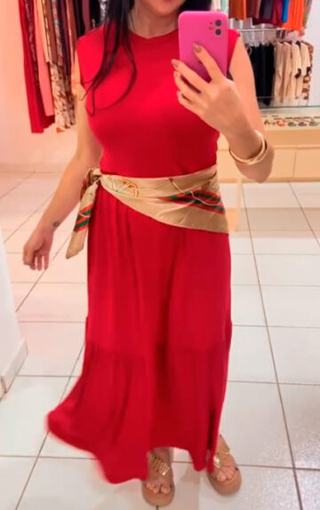 Vestido Juliana longo vermelho três Marias