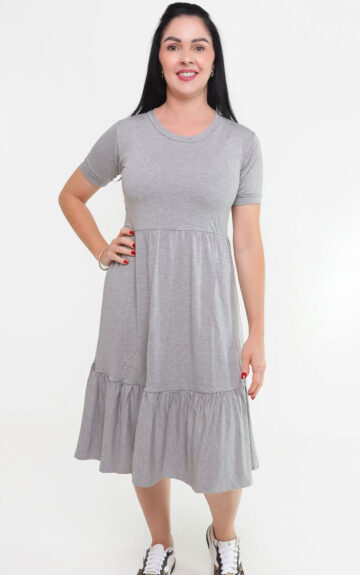 Vestido midi Laura Cinza Mescla