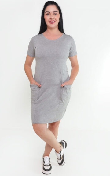 Vestido Lara Cor Cinza Mescla