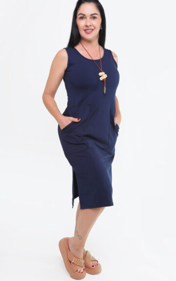 Vestido Midi Andreza Cor Azul Marinho