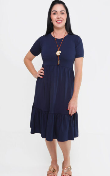 Vestido midi Laura Azul Marinho