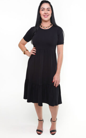 Vestido midi Laura Cor Preta